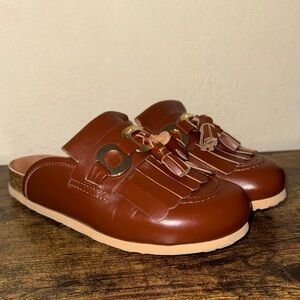 See by Chloé Brown Leather LyVi mules with Tassels size 36
